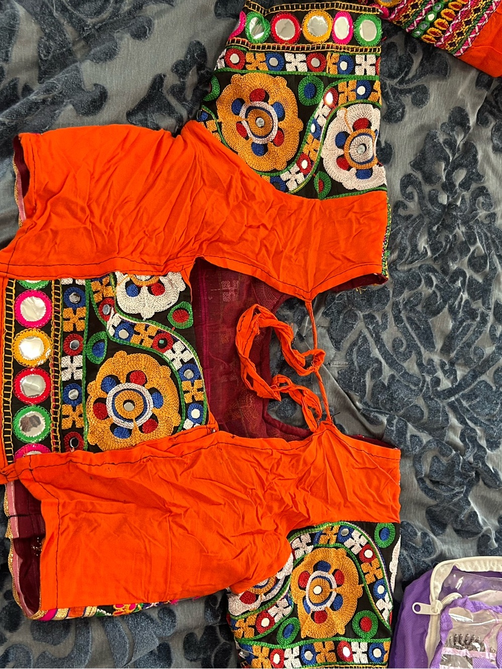 Vibrant Orange Embroidered Women's Top